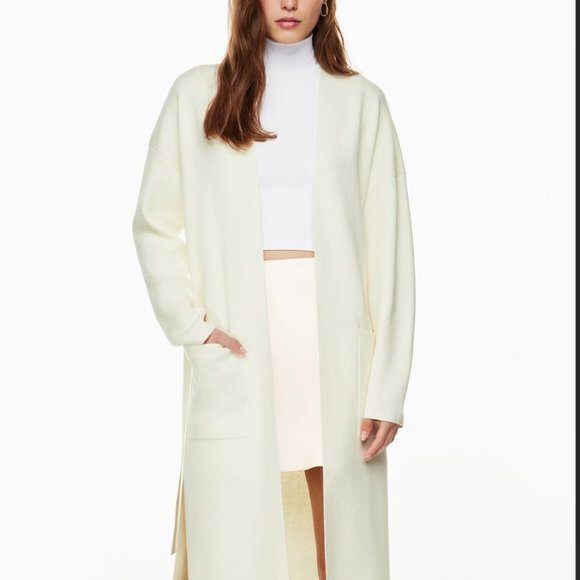 Aritzia Wilfred Torcy Belted Duster Cardigan Sweater Ivory Size XXS - Picture 3 of 6
